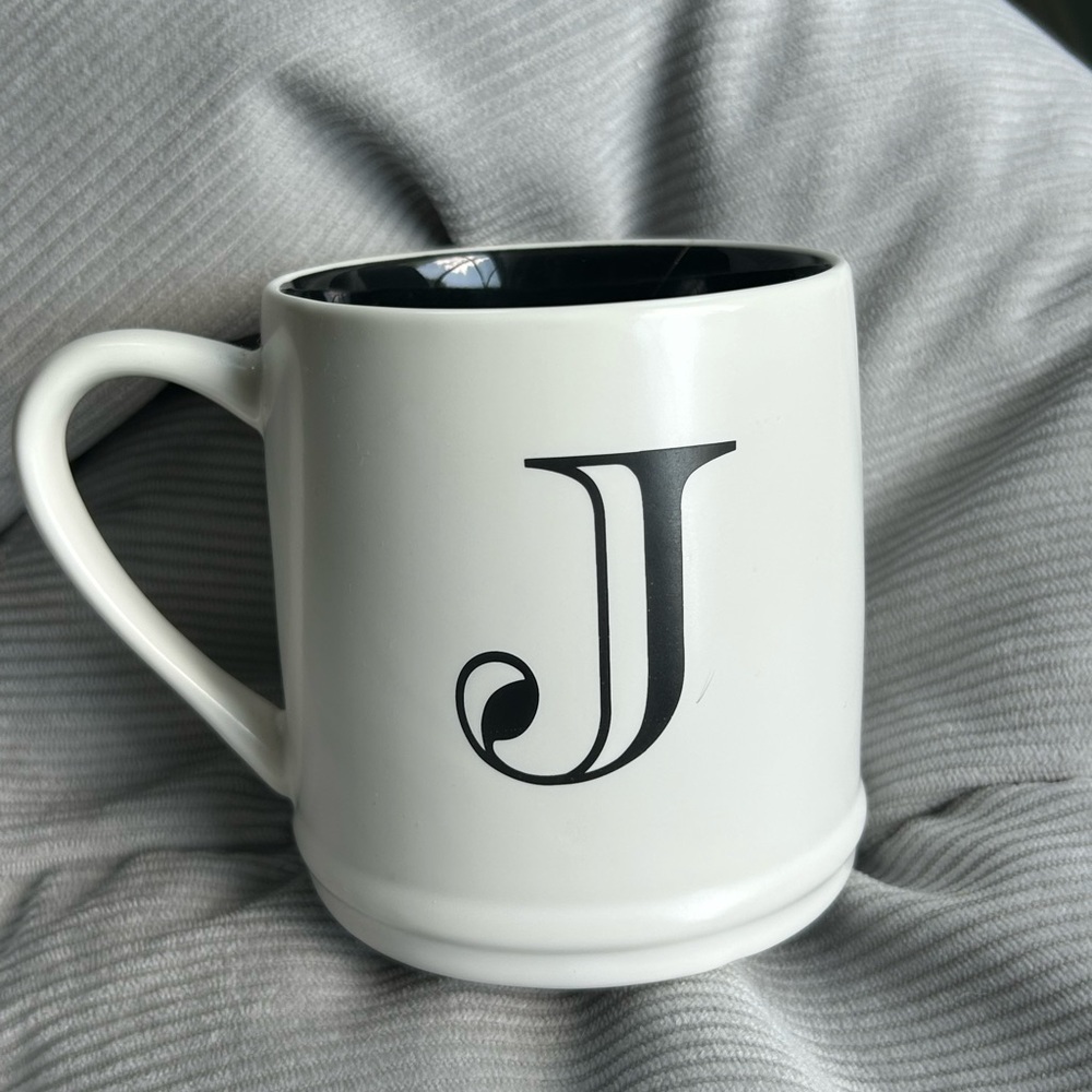 Modern Expressions White Mug with Black Interior and “J” Monogram